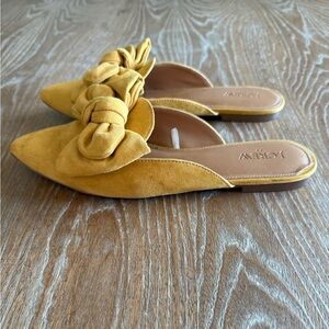 J CREW Suede Bow Mustard Yellow Mule Slides Women’s Size 8.5